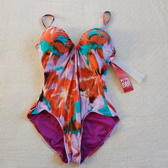 spanx ♡ aloha floral one piece slimming swim suit - Picture 1 of 10